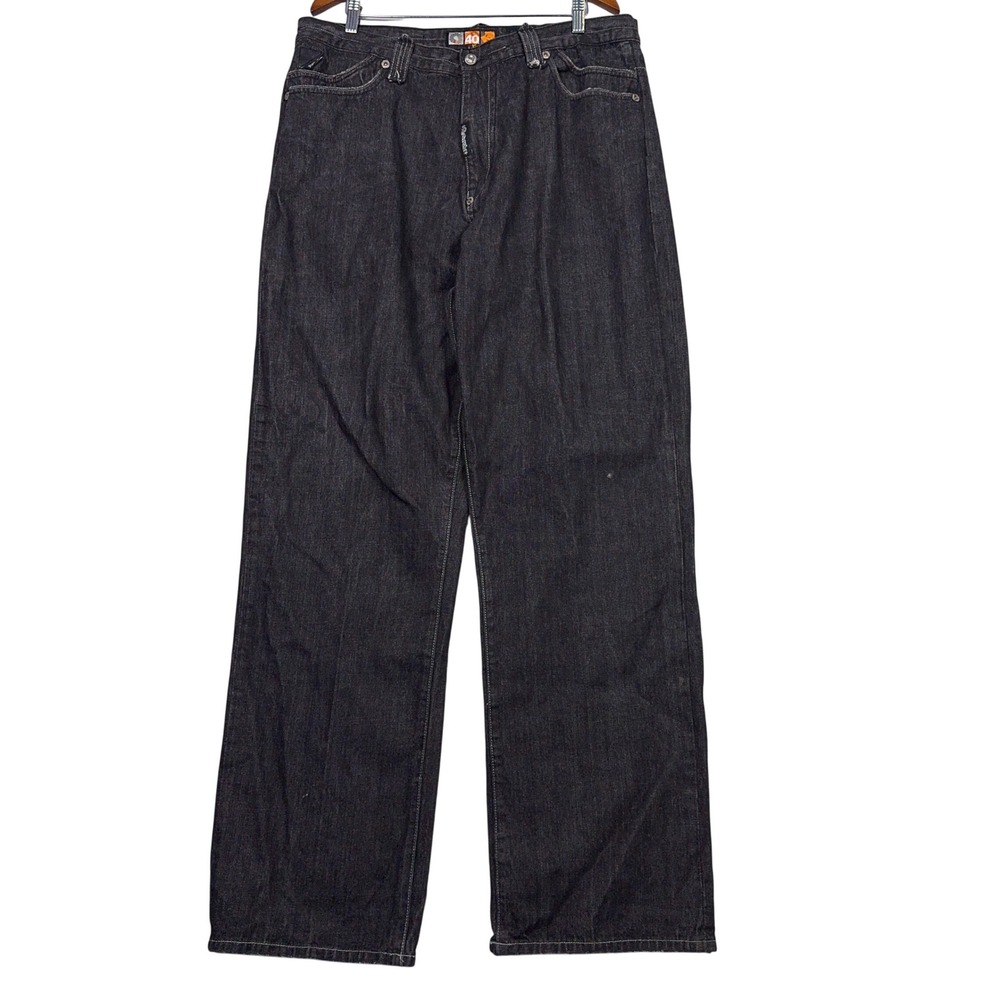 Akademiks Baggy Y2K Jeans Mens Size 40‎ Rhinestone Studded Black Hip Hop Skate